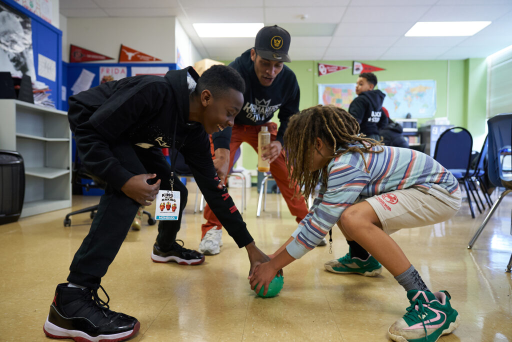 students competing for ball at Kings in the Making conference